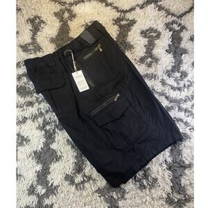 Myildev Black Cotton CargoShorts Men's Flat Front Zipper Pockets Button Size 42